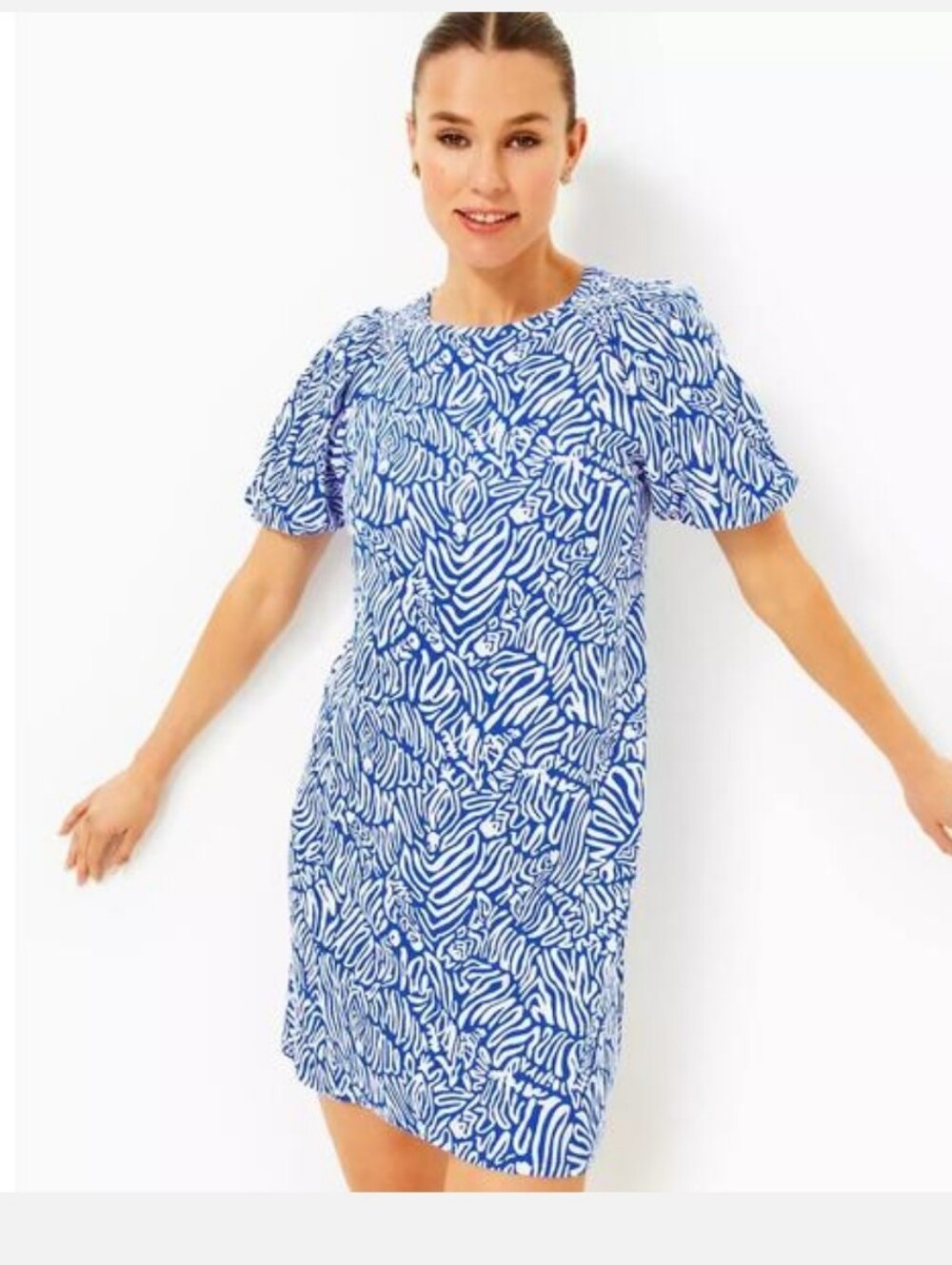 Lilly Pulitzer Sz Small Blue Print Dress Euc
